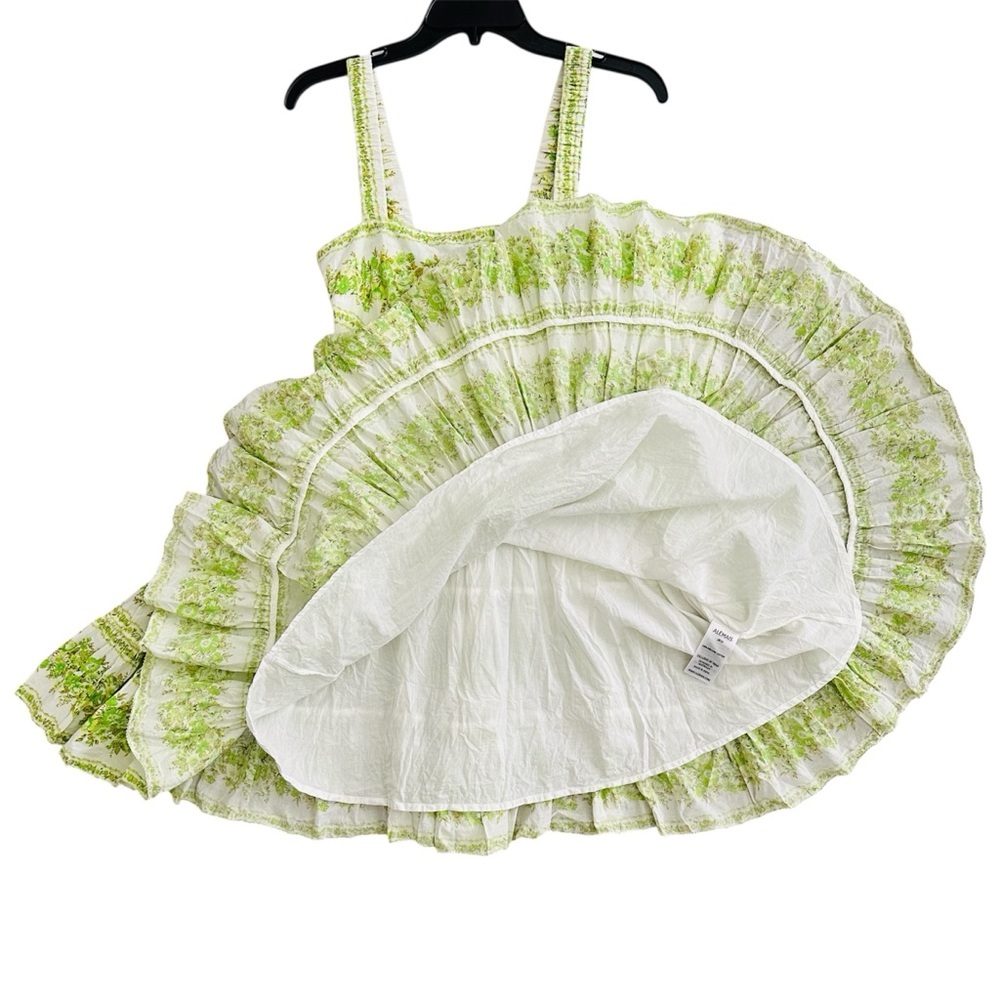 Alemais Jolene Dress Size 10 US 6 Green Floral Tiered Organic Cotton Mini Vacay - Picture 8 of 16